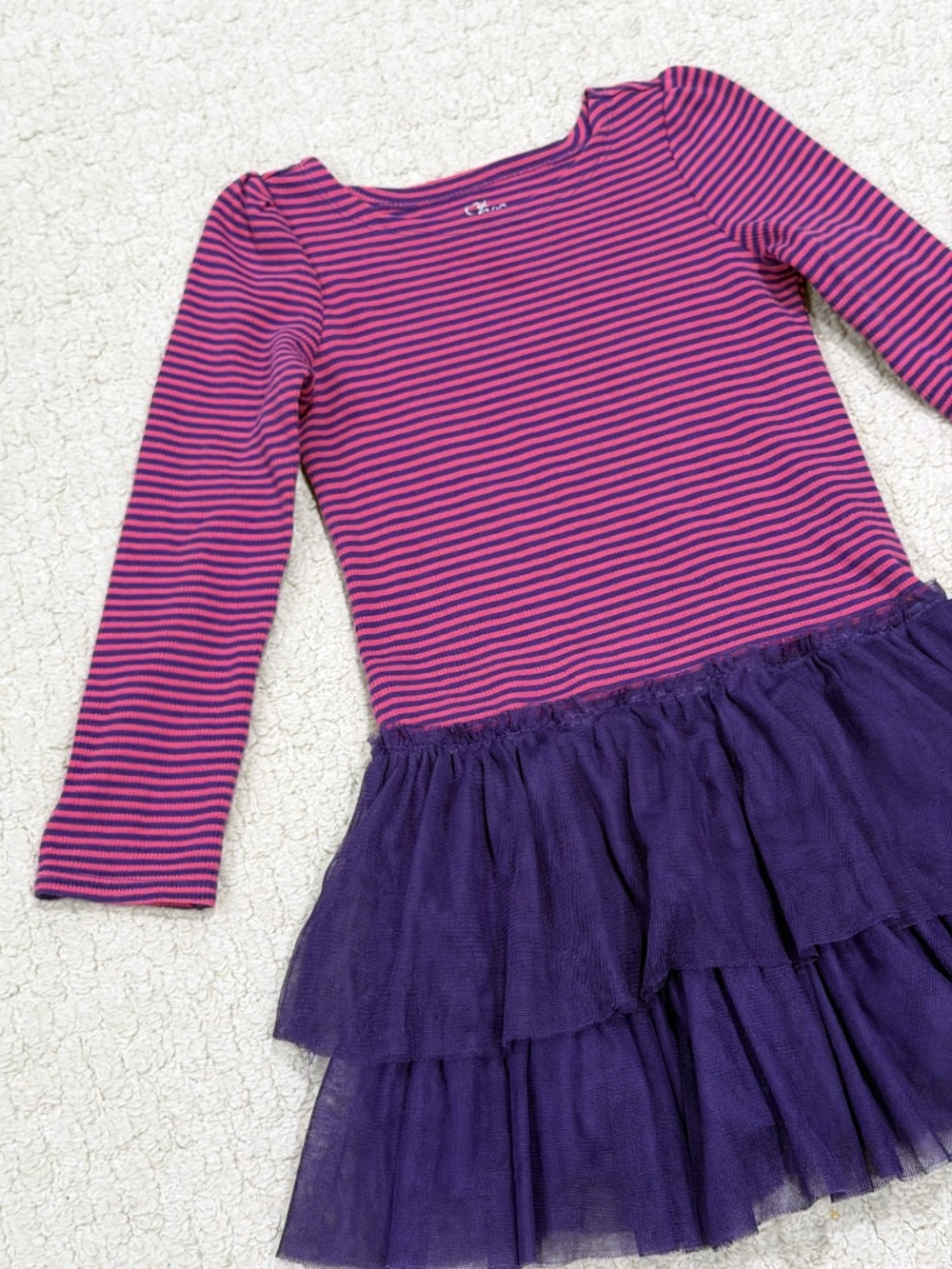 Kids Children's Place Striped Top/Tulle Bottom Skirt Dress Size 5/6 - Picture 4 of 6